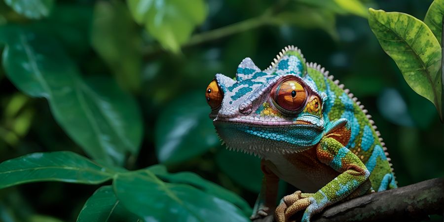 Foto eines Chamäleonsvor Blättern | Change Management