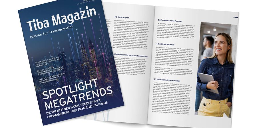 MockUp des Tiba Magazins "Spotlight Megatrends"